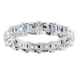 14K Gold Emerald Lab-Grown Diamond Sculptural Eternity Band - 5x3.5mm Stones - White Gold - view 3