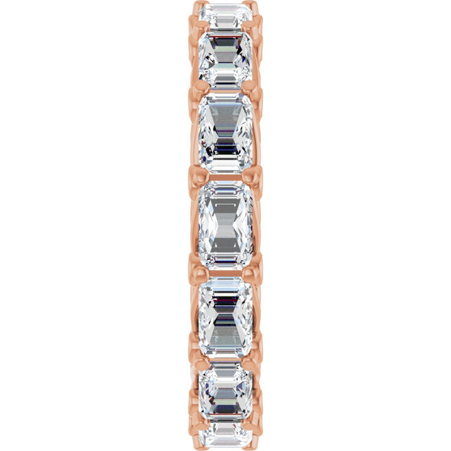 14K Gold Emerald Lab-Grown Diamond Sculptural Eternity Band - 5x3.5mm Stones - Rose Gold - view 4