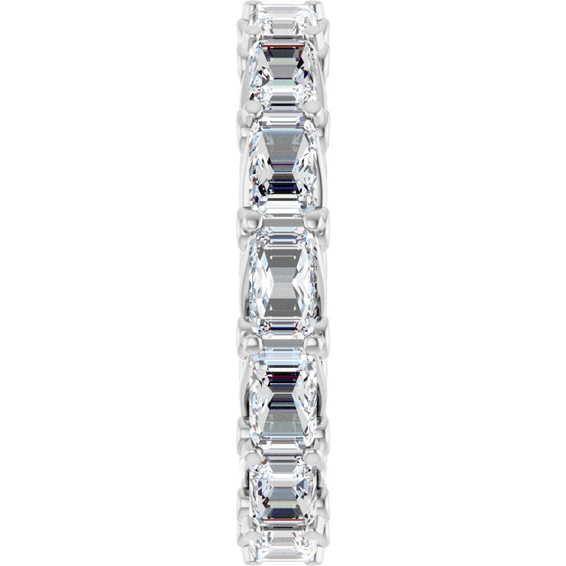 14K Gold Emerald Natural Diamond Sculptural Eternity Band - 5x3.5mm Stones - White Gold - view 4