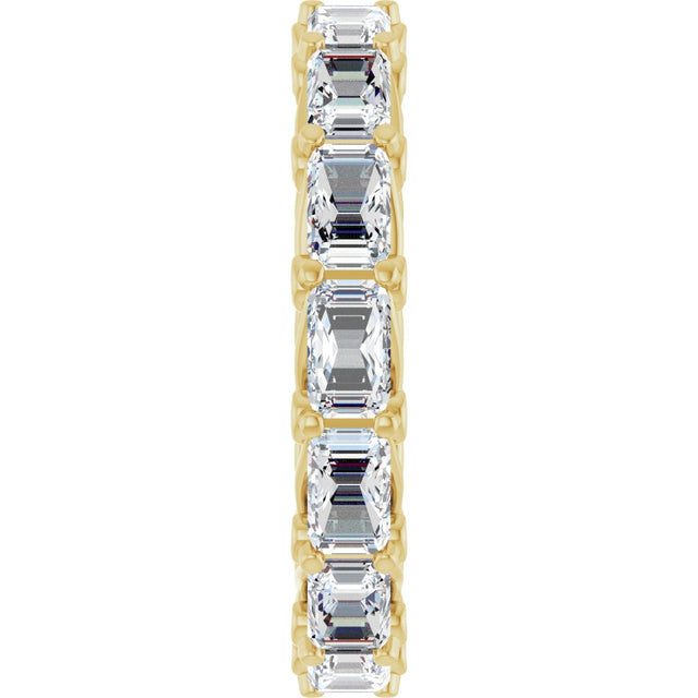 14K Gold Emerald Lab-Grown Diamond Sculptural Eternity Band - 5x3.5mm Stones - Yellow Gold - view 4
