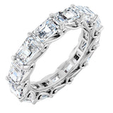 14K Gold Emerald Natural Diamond Sculptural Eternity Band - 5x3.5mm Stones - White Gold