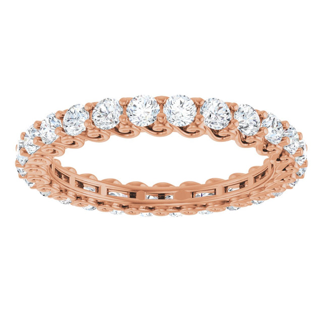 14K Gold Round Lab-Grown Diamond Sculptural Eternity Band - 2.5mm Stones - Rose Gold - view 3