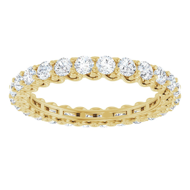 14K Gold Round Lab-Grown Diamond Sculptural Eternity Band - 2.5mm Stones - Yellow Gold - view 3