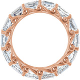14K Gold Emerald Natural Diamond Sculptural Eternity Band - 5x3.5mm Stones - Rose Gold - view 2
