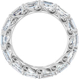 Platinum Emerald Natural Diamond Sculptural Eternity Band - 5x3.5mm Stones - view 2