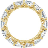 14K Gold Emerald Natural Diamond Sculptural Eternity Band - 5x3.5mm Stones - Yellow Gold - view 2