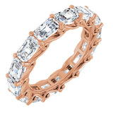 14K Gold Emerald Lab-Grown Diamond Sculptural Eternity Band - 5x3.5mm Stones - Rose Gold