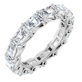 Platinum Emerald Natural Diamond Sculptural Eternity Band - 5x3.5mm Stones
