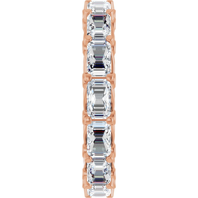 14K Gold Emerald Natural Diamond Sculptural Eternity Band - 5x3.5mm Stones - Rose Gold - view 4