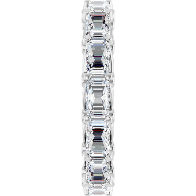 14K Gold Emerald Lab-Grown Diamond Sculptural Eternity Band - 5x3.5mm Stones - White Gold - view 4