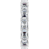 14K Gold Emerald Natural Diamond Sculptural Eternity Band - 5x3.5mm Stones - White Gold - view 4