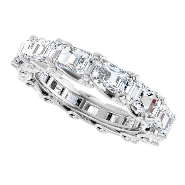 Platinum Emerald Lab-Grown Diamond Sculptural Eternity Band - 5x3.5mm Stones - view 5