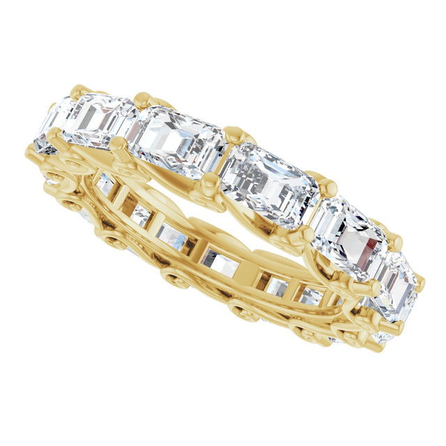 14K Gold Emerald Lab-Grown Diamond Sculptural Eternity Band - 5x3.5mm Stones - Yellow Gold - view 5