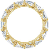 14K Gold Emerald Natural Diamond Sculptural Eternity Band - 5x3.5mm Stones - Yellow Gold - view 2