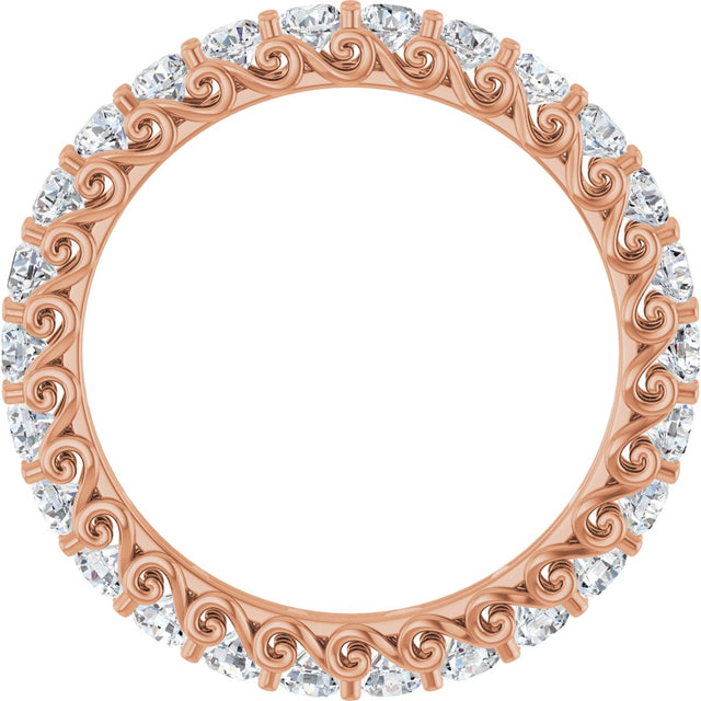 14K Gold Round Lab-Grown Diamond Sculptural Eternity Band - 2.5mm Stones - Rose Gold - view 2