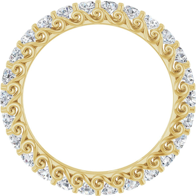14K Gold Round Natural Diamond Sculptural Eternity Band - 2.5mm Stones - Yellow Gold - view 2
