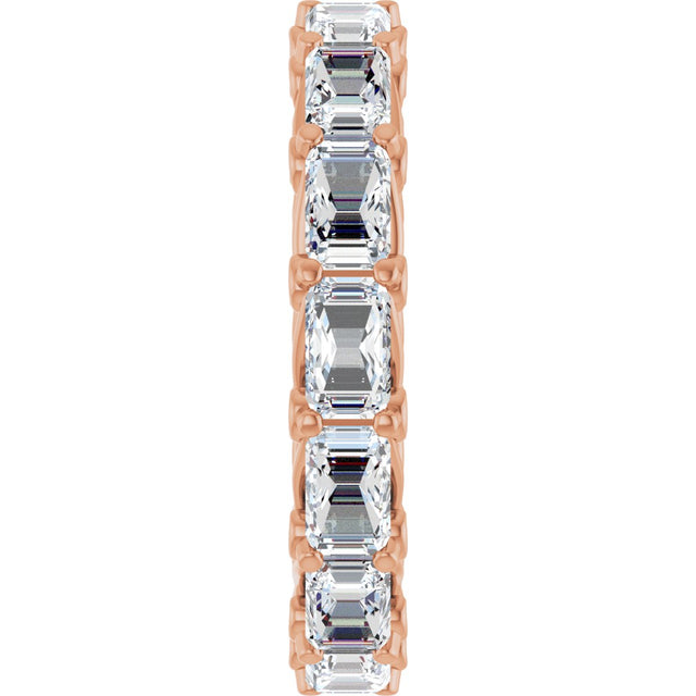 14K Gold Emerald Natural Diamond Sculptural Eternity Band - 5x3.5mm Stones - Rose Gold - view 4