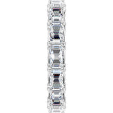 14K Gold Emerald Lab-Grown Diamond Sculptural Eternity Band - 5x3.5mm Stones - White Gold - view 4