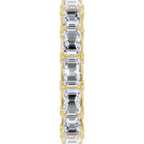 14K Gold Emerald Lab-Grown Diamond Sculptural Eternity Band - 5x3.5mm Stones - Yellow Gold - view 4