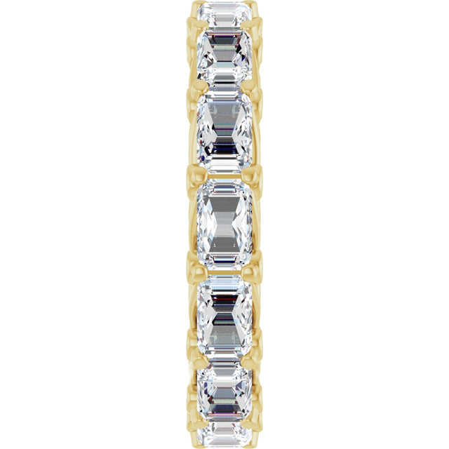 14K Gold Emerald Natural Diamond Sculptural Eternity Band - 5x3.5mm Stones - Yellow Gold - view 4