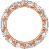 14K Gold Emerald Lab-Grown Diamond Sculptural Eternity Band - 5x3.5mm Stones - Rose Gold - view 2