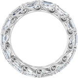 14K Gold Emerald Lab-Grown Diamond Sculptural Eternity Band - 5x3.5mm Stones - White Gold - view 2