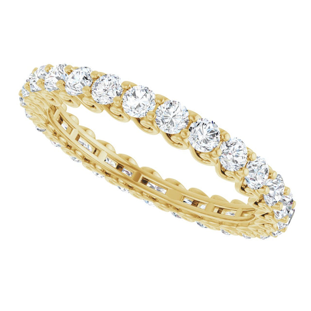 14K Gold Round Lab-Grown Diamond Sculptural Eternity Band - 2.5mm Stones - Yellow Gold - view 5