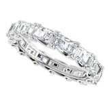 14K Gold Emerald Natural Diamond Sculptural Eternity Band - 5x3.5mm Stones - White Gold - view 5