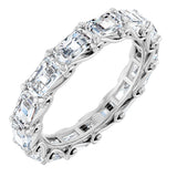 14K Gold Emerald Lab-Grown Diamond Sculptural Eternity Band - 5x3.5mm Stones - White Gold