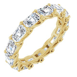 14K Gold Emerald Natural Diamond Sculptural Eternity Band - 5x3.5mm Stones - Yellow Gold