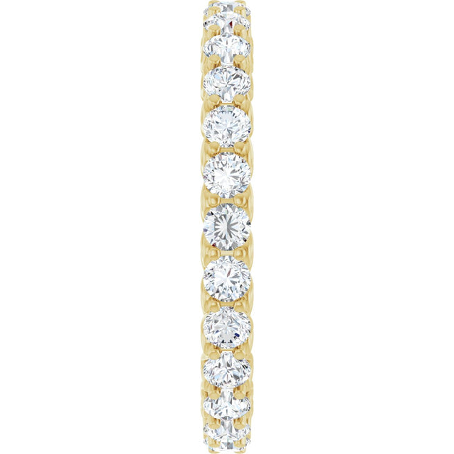 14K Gold Round Natural Diamond Sculptural Eternity Band - 2.5mm Stones - Yellow Gold - view 4