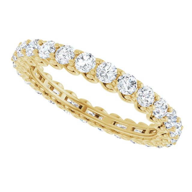 14K Gold Round Lab-Grown Diamond Sculptural Eternity Band - 2.5mm Stones - Yellow Gold - view 5