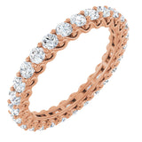 14K Gold Round Natural Diamond Sculptural Eternity Band - 2.5mm Stones - Rose Gold