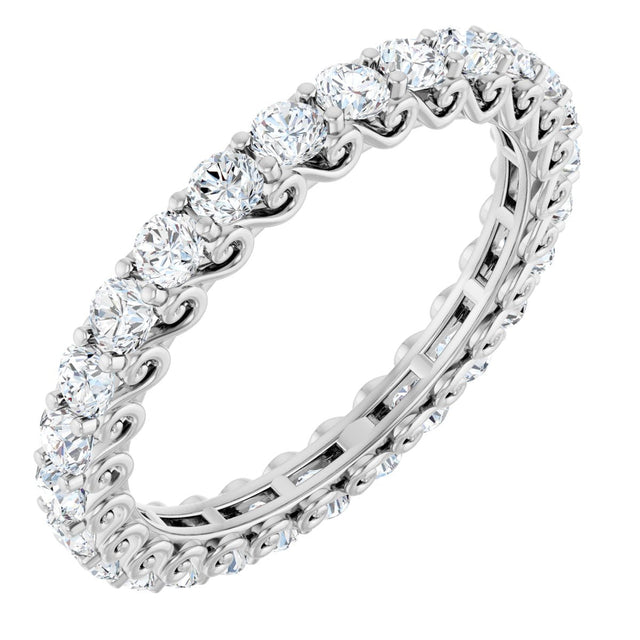 Platinum Round Natural Diamond Sculptural Eternity Band - 2.5mm Stones