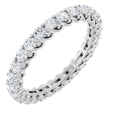 14K Gold Round Natural Diamond Sculptural Eternity Band - 2.5mm Stones - White Gold