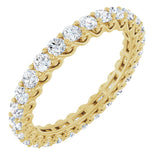14K Gold Round Natural Diamond Sculptural Eternity Band - 2.5mm Stones - Yellow Gold