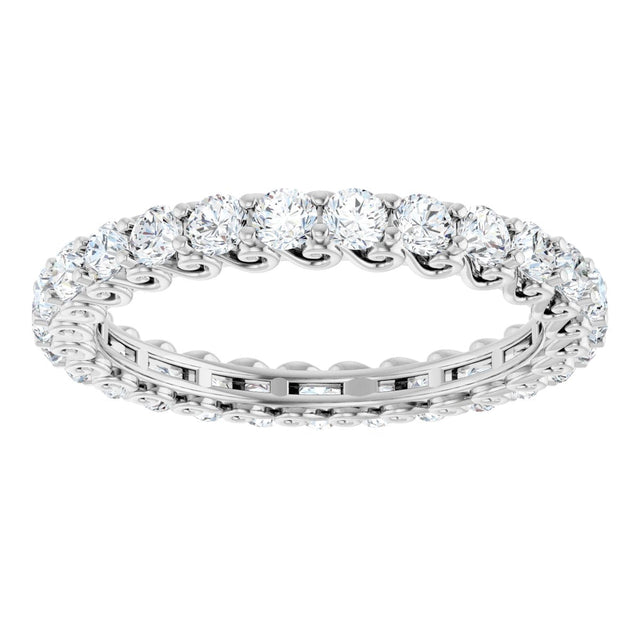 14K Gold Round Lab-Grown Diamond Sculptural Eternity Band - 2.5mm Stones - White Gold - view 3