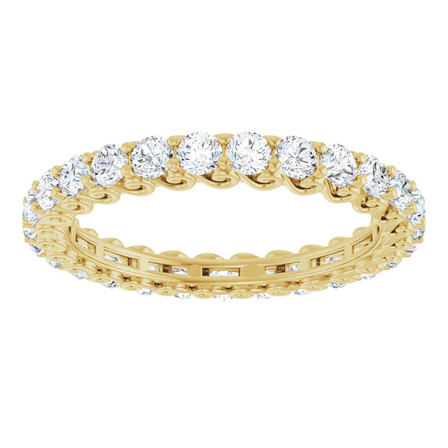 14K Gold Round Lab-Grown Diamond Sculptural Eternity Band - 2.5mm Stones - Yellow Gold - view 3