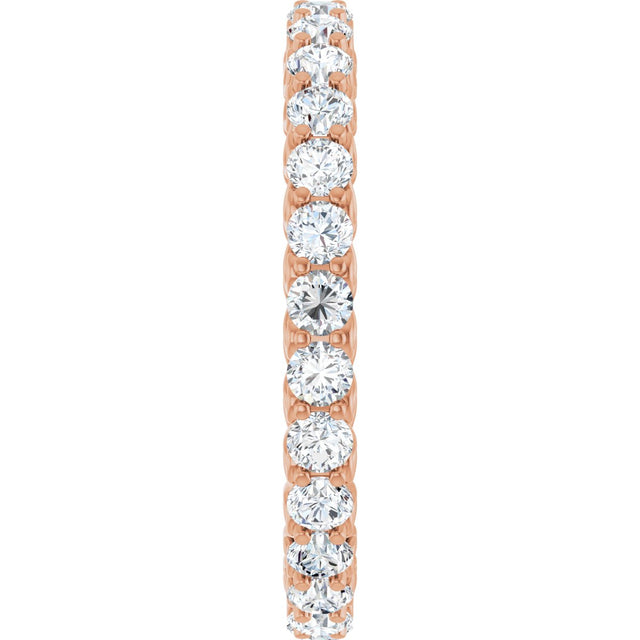 14K Gold Round Natural Diamond Sculptural Eternity Band - 2.5mm Stones - Rose Gold - view 4