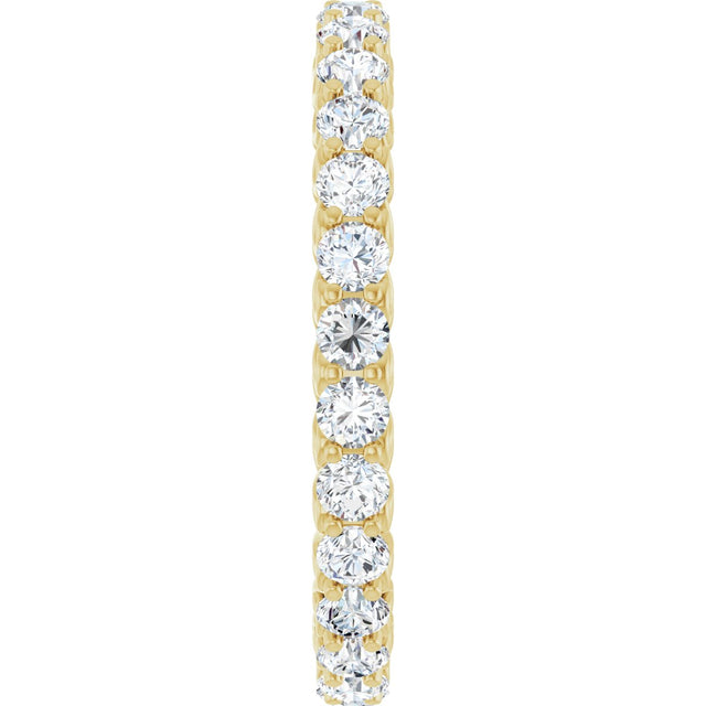 14K Gold Round Natural Diamond Sculptural Eternity Band - 2.5mm Stones - Yellow Gold - view 4