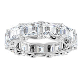 14K Gold Emerald Lab-Grown Diamond Sculptural Eternity Band - 5.8x4.2mm Stones - White Gold - view 3
