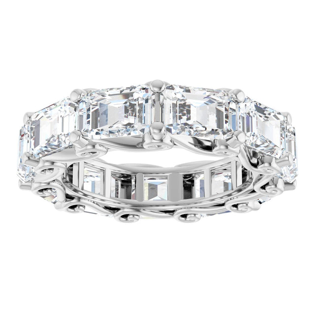 Platinum Emerald Natural Diamond Sculptural Eternity Band - 5.8x4.2mm Stones - view 3