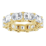 14K Gold Emerald Lab-Grown Diamond Sculptural Eternity Band - 5.8x4.2mm Stones - Yellow Gold - view 3