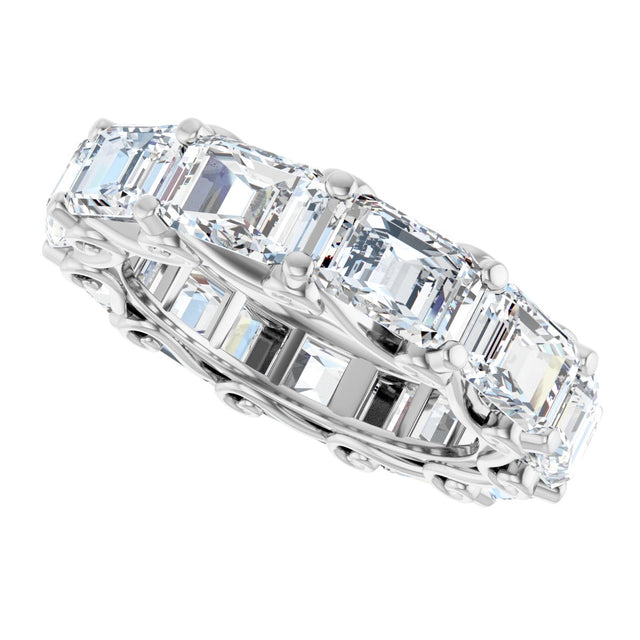 Platinum Emerald Natural Diamond Sculptural Eternity Band - 5.8x4.2mm Stones - view 5