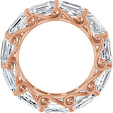 14K Gold Emerald Natural Diamond Sculptural Eternity Band - 5.8x4.2mm Stones - Rose Gold - view 2