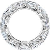 14K Gold Emerald Lab-Grown Diamond Sculptural Eternity Band - 5.8x4.2mm Stones - White Gold - view 2