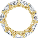14K Gold Emerald Natural Diamond Sculptural Eternity Band - 5.8x4.2mm Stones - Yellow Gold - view 2