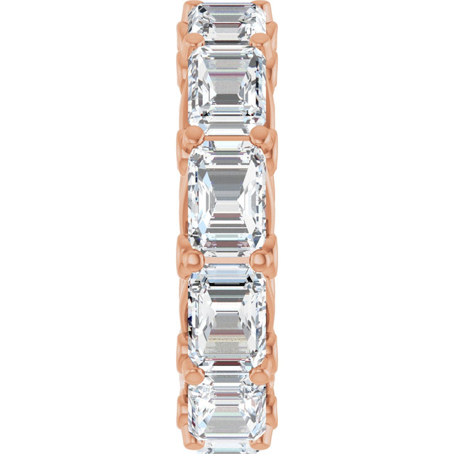 14K Gold Emerald Lab-Grown Diamond Sculptural Eternity Band - 5.8x4.2mm Stones - Rose Gold - view 4