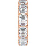 14K Gold Emerald Natural Diamond Sculptural Eternity Band - 5.8x4.2mm Stones - Rose Gold - view 4