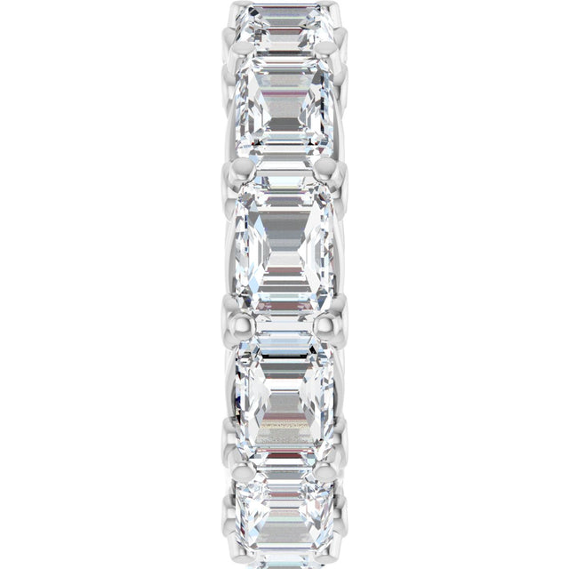 14K Gold Emerald Lab-Grown Diamond Sculptural Eternity Band - 5.8x4.2mm Stones - White Gold - view 4
